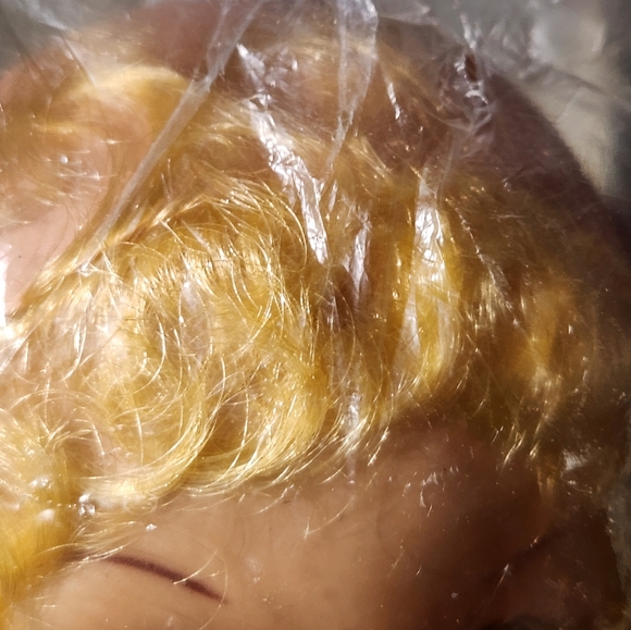Vtg Blonde Curly Hair Doll Face In Sealed Package Hong Kong Flat Back Doll Face - Picture 7 of 12